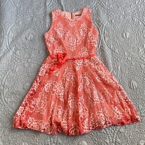 Danny & Nicole - Peach Lace A-Line Dress